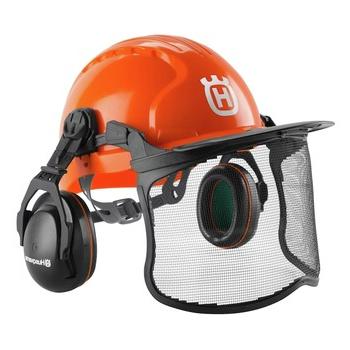 防护头齿轮| Husqvarna的 592752602功能亲森林链锯头盔与金属网面罩-橙色